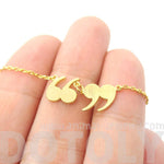 Quotation Marks Inverted Commas Shaped Charm Necklace in Gold | DOTOLY | DOTOLY