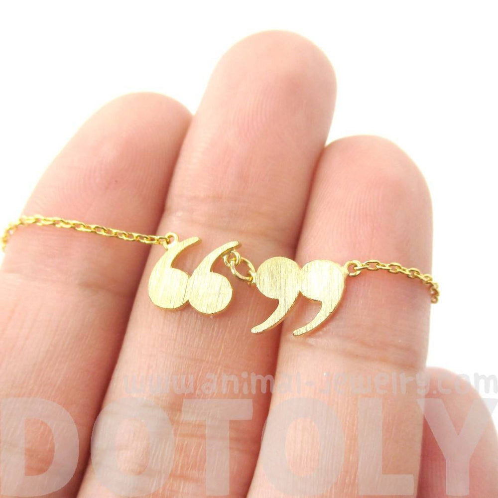 Quotation Marks Inverted Commas Shaped Charm Necklace in Gold | DOTOLY | DOTOLY