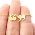 Quotation Marks Inverted Commas Shaped Charm Necklace in Gold | DOTOLY | DOTOLY