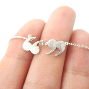 Quotation Marks Inverted Commas Shaped Charm Necklace in Silver | DOTOLY | DOTOLY