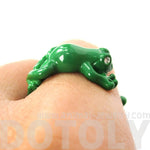 Realistic 3D Leap Frog Shaped Animal Ring in Green | Size 4 to 8.5 Available | DOTOLY