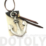 Realistic Anchor Nautical Themed Pendant Necklace in Silver with Leather Accents | DOTOLY | DOTOLY