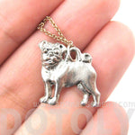 Realistic and Detailed Pug Puppy Dog Shaped Charm Necklace in Silver | MADE IN USA | DOTOLY