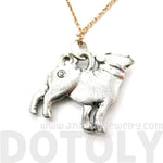 Realistic and Detailed Pug Puppy Dog Shaped Charm Necklace in Silver | MADE IN USA | DOTOLY
