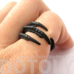 Realistic Animal Bird Claw Shaped Wrap Around Ring in Black | Animal Jewelry | DOTOLY