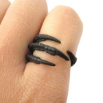 Realistic Animal Bird Claw Shaped Wrap Around Ring in Black | Animal Jewelry | DOTOLY