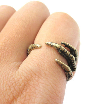 Realistic Animal Bird Claw Shaped Wrap Around Ring in Brass | Animal Jewelry | DOTOLY