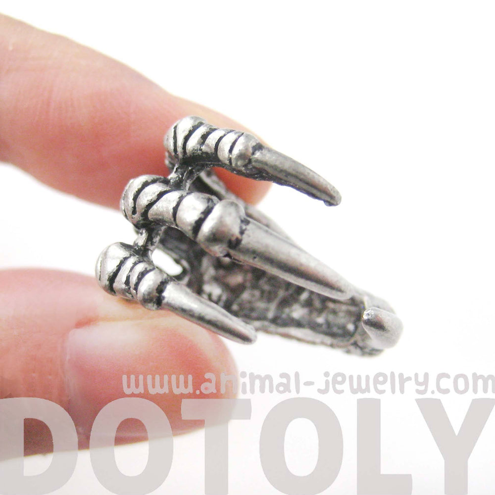 Realistic Animal Bird Claw Shaped Wrap Around Ring in Silver | Animal Jewelry | DOTOLY
