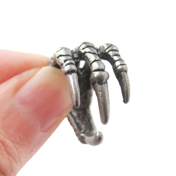 Realistic Animal Bird Claw Shaped Wrap Around Ring in Silver | Animal Jewelry | DOTOLY