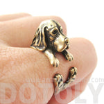 Realistic Basset Hound Shaped Animal Wrap Ring in Brass | Sizes 4 to 8.5 | DOTOLY
