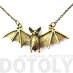 Realistic Bat Shaped Animal Pendant Necklace in Brass | Animal Jewelry | DOTOLY