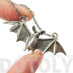 Realistic Bat Shaped Animal Pendant Necklace in Silver | Animal Jewelry | DOTOLY