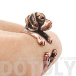 Realistic Beagle Puppy Shaped Animal Wrap Ring in Copper | Sizes 4 to 8.5 | DOTOLY