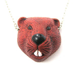 Realistic Beaver Head Shaped Porcelain Ceramic Animal Pendant Necklace | Handmade | DOTOLY