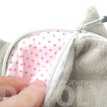 Realistic Big Eyed Kitty Cat Tabby Face Shaped Soft Fabric Zipper Coin Purse Make Up Bag | DOTOLY