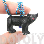 Realistic Black Panther Shaped Porcelain Ceramic Animal Pendant Necklace | Handmade | DOTOLY