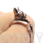 Realistic Boston Terrier Dog Shaped Animal Wrap Ring in Copper | US Sizes 5 to 9 | DOTOLY