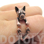 Realistic Boston Terrier Dog Shaped Animal Wrap Ring in Copper | US Sizes 5 to 9 | DOTOLY