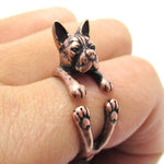 Realistic Boston Terrier Dog Shaped Animal Wrap Ring in Copper | US Sizes 5 to 9 | DOTOLY