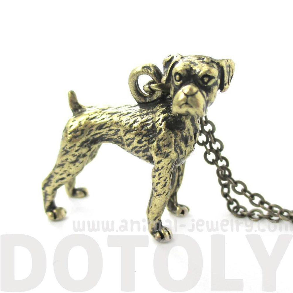 Realistic Boxer Dog Shaped Animal Pendant Necklace in Brass | Jewelry for Dog Lovers | DOTOLY
