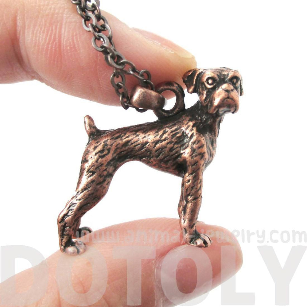 Realistic Boxer Dog Shaped Animal Pendant Necklace in Copper | Jewelry for Dog Lovers | DOTOLY