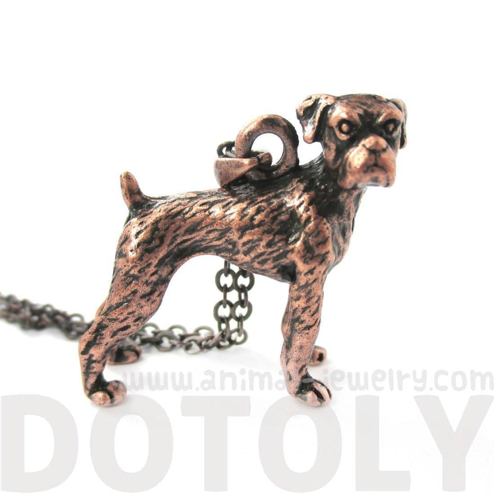 Realistic Boxer Dog Shaped Animal Pendant Necklace in Copper | Jewelry for Dog Lovers | DOTOLY