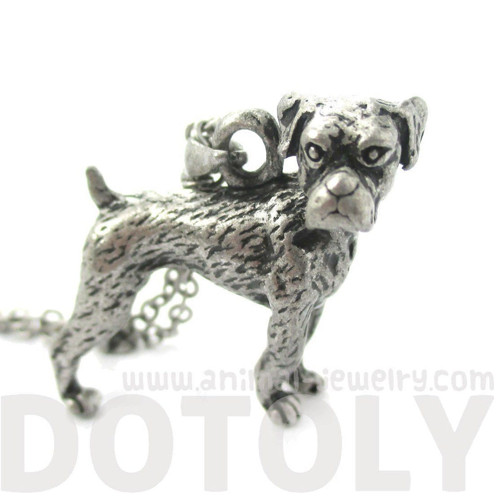 Realistic Boxer Dog Shaped Animal Pendant Necklace in Silver | Jewelry for Dog Lovers | DOTOLY