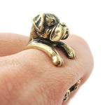 Realistic Boxer Dog Shaped Animal Wrap Ring in Brass | Sizes 4 to 8.5 | DOTOLY