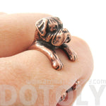 Realistic Boxer Dog Shaped Animal Wrap Ring in Copper | Sizes 4 to 8.5 | DOTOLY