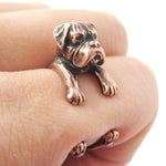Realistic Boxer Dog Shaped Animal Wrap Ring in Copper | Sizes 4 to 8.5 | DOTOLY