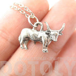 Realistic Buffalo Bison Cow Bull Shaped Animal Charm Necklace in Silver | MADE IN USA | DOTOLY