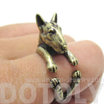 Realistic Bull Terrier Dog Shaped Animal Wrap Ring in Brass | US Sizes 5 to 9 | DOTOLY