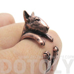 Realistic Bull Terrier Dog Shaped Animal Wrap Ring in Copper | US Sizes 5 to 9 | DOTOLY