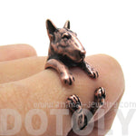 Realistic Bull Terrier Dog Shaped Animal Wrap Ring in Copper | US Sizes 5 to 9 | DOTOLY