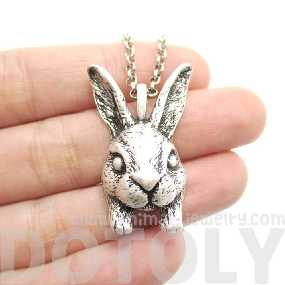 Realistic Bunny Rabbit Head Shaped Necklace in Silver | DOTOLY | DOTOLY