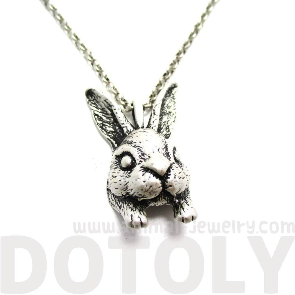Realistic Bunny Rabbit Head Shaped Necklace in Silver | DOTOLY | DOTOLY
