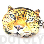 Realistic Cheetah Jaguar Leopard Face Shaped Soft Fabric Zipper Coin Purse Make Up Bag | DOTOLY
