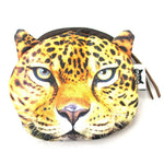 Realistic Cheetah Jaguar Leopard Face Shaped Soft Fabric Zipper Coin Purse Make Up Bag | DOTOLY