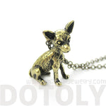 Realistic Chihuahua Puppy Dog Shaped Animal Pendant Necklace in Brass | Jewelry for Dog Lovers | DOTOLY