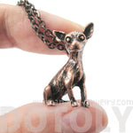 Realistic Chihuahua Puppy Dog Shaped Animal Pendant Necklace in Copper | Jewelry for Dog Lovers | DOTOLY