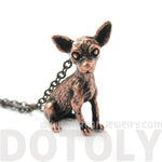 Realistic Chihuahua Puppy Dog Shaped Animal Pendant Necklace in Copper | Jewelry for Dog Lovers | DOTOLY