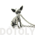 Realistic Chihuahua Puppy Dog Shaped Animal Pendant Necklace in Silver | Jewelry for Dog Lovers | DOTOLY