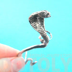 Realistic Cobra Snake Shaped Animal Wrap Ear Cuff in Silver | Animal Jewelry | DOTOLY