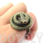 Realistic Coiled Snake On Your Finger Shaped Animal Ring in Brass | US Size 7 to 9 | DOTOLY