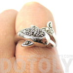 Realistic Dolphin Wrapped Around Your Finger Shaped Animal Ring in Silver | DOTOLY