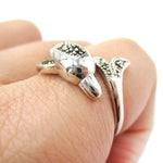 Realistic Dolphin Wrapped Around Your Finger Shaped Animal Ring in Silver | DOTOLY