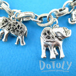 Realistic Elephant Shaped Linked Charm Necklace in Silver | DOTOLY