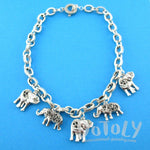 Realistic Elephant Shaped Linked Charm Necklace in Silver | DOTOLY