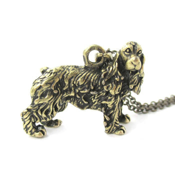 Realistic English Cocker Spaniel Shaped Animal Pendant Necklace in Brass | Jewelry for Dog Lovers | DOTOLY