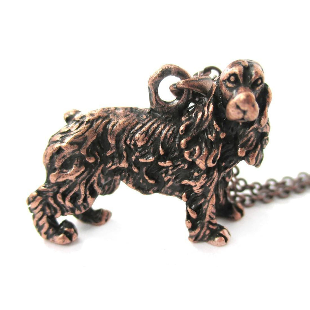 Realistic English Cocker Spaniel Shaped Animal Pendant Necklace in Copper | Jewelry for Dog Lovers | DOTOLY